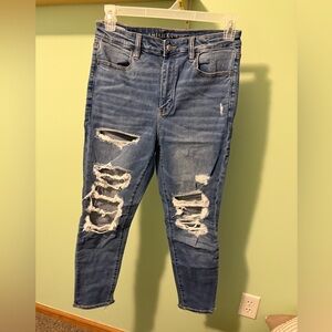 American Eagle Outfitters Distressed Skinny Jeans - Blue Wash